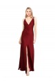 V-Back Sleeveless V-Neck A-Line Stretch Satin Black Tie Evening Gown / Prom Dress / Bridesmaid Dress Worcester