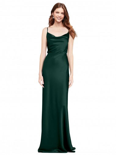 V-Back Sleeveless Cowl Neck Sheath Stretch Satin Black Tie Evening Gown / Prom Dress / Bridesmaid Dress Worcester
