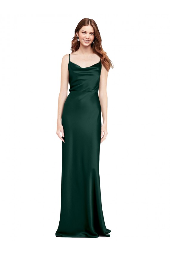 V-Back Sleeveless Cowl Neck Sheath Stretch Satin Black Tie Evening Gown / Prom Dress / Bridesmaid Dress Worcester