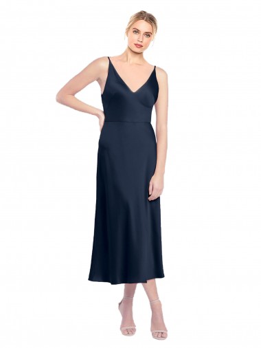 V-Back Sleeveless V-Neck A-Line Stretch Satin Formal Evening Gown / Prom Dress / Bridesmaid Dress Worcester