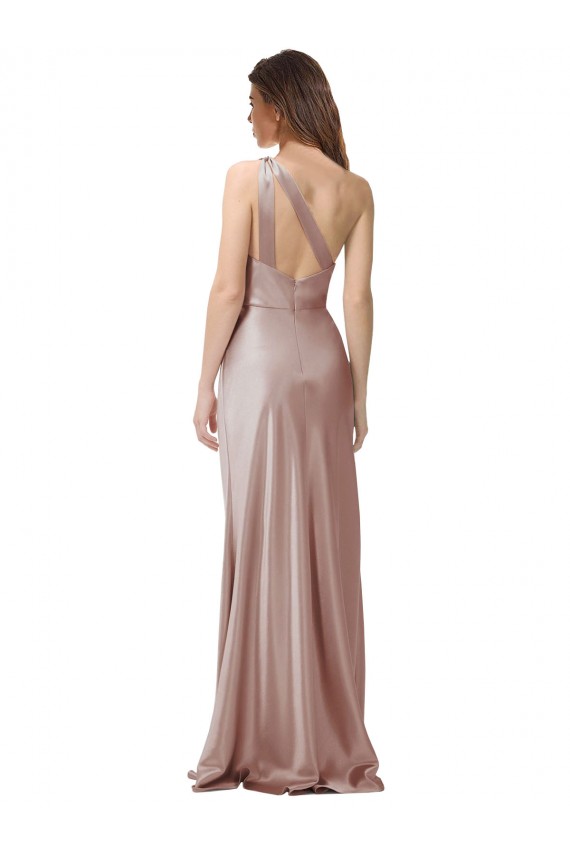 Open Back Sleeveless One Shoulder Sheath Stretch Satin Formal Evening Gown / Prom Dress / Bridesmaid Dress Worcester