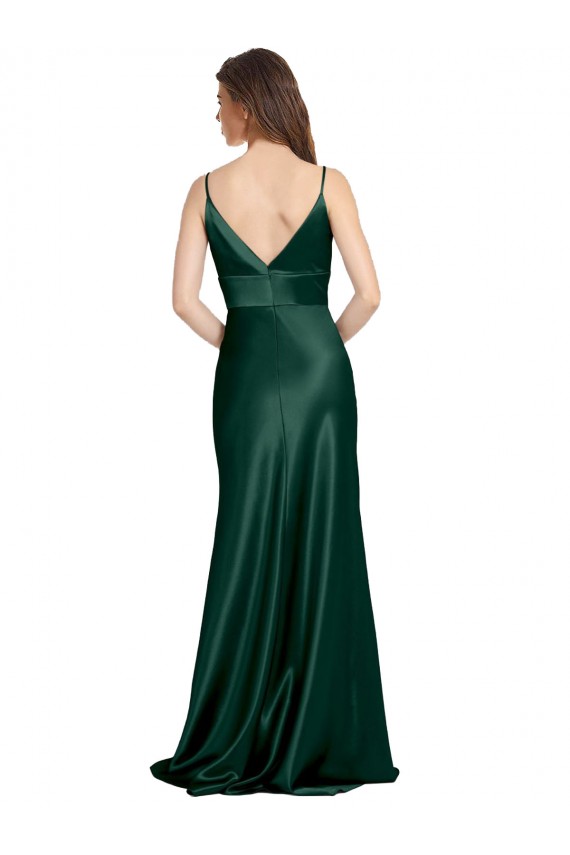 V-Back Sleeveless Spaghetti Straps Sheath Stretch Satin Formal Evening Gown / Prom Dress / Bridesmaid Dress Worcester