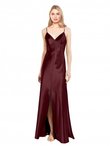 Sleeveless Spaghetti Straps A-Line Stretch Satin Bridesmaid Dress / Evening Dress Worcester