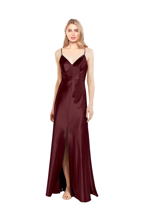 Sleeveless Spaghetti Straps A-Line Stretch Satin Bridesmaid Dress / Evening Dress Worcester