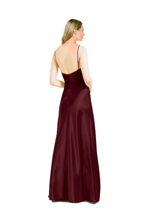 Sleeveless Spaghetti Straps A-Line Stretch Satin Bridesmaid Dress / Evening Dress Worcester