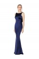 Low Back Dark Navy Sleeveless Halter Neck Sheath Stretch Satin Formal Evening Gown / Prom Dress / Bridesmaid Dress Worcester