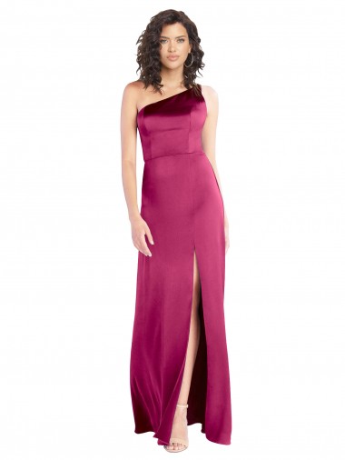 Open Back Sleeveless One Shoulder A-Line Stretch Satin Formal Evening Gown / Prom Dress / Bridesmaid Dress Worcester