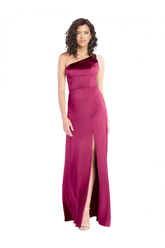 Open Back Sleeveless One Shoulder A-Line Stretch Satin Formal Evening Gown / Prom Dress / Bridesmaid Dress Worcester