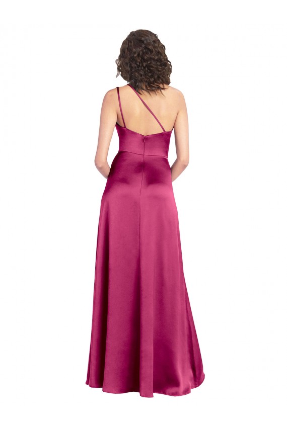 Open Back Sleeveless One Shoulder A-Line Stretch Satin Formal Evening Gown / Prom Dress / Bridesmaid Dress Worcester