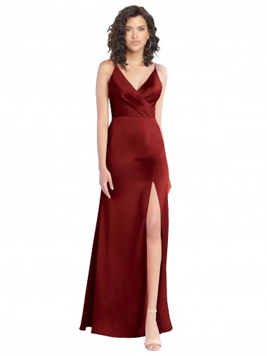 V-Back Sleeveless V-Neck A-Line Stretch Satin Formal Dress / Bridesmaid Dress Worcester