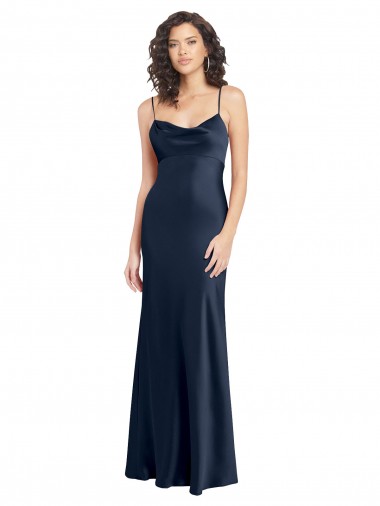 Open Back Sleeveless Cowl Neck A-Line Stretch Satin Black Tie Evening Gown / Prom Dress / Bridesmaid Dress Worcester