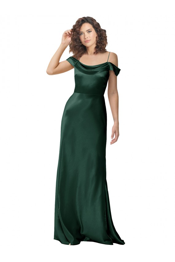V-Back Sleeveless Off the Shoulder A-Line Stretch Satin Formal Evening Gown / Prom Dress / Bridesmaid Dress Worcester