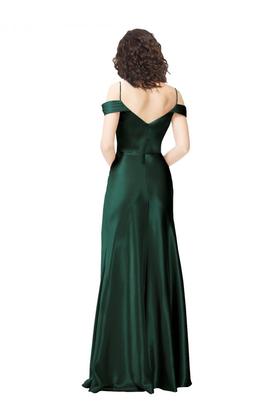 V-Back Sleeveless Off the Shoulder A-Line Stretch Satin Formal Evening Gown / Prom Dress / Bridesmaid Dress Worcester