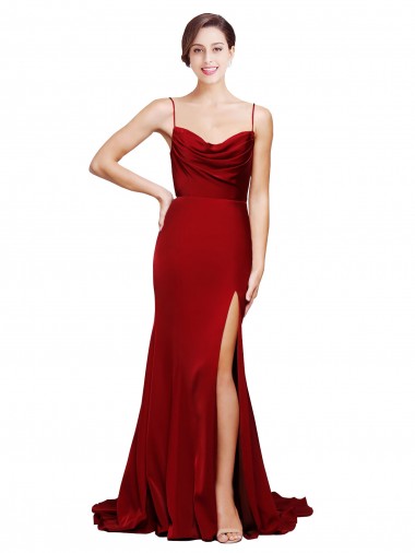 Criss Cross Back Sleeveless Spaghetti Straps Sheath Stretch Satin Black Tie Evening Gown / Prom Dress / Bridesmaid Dress Worcester