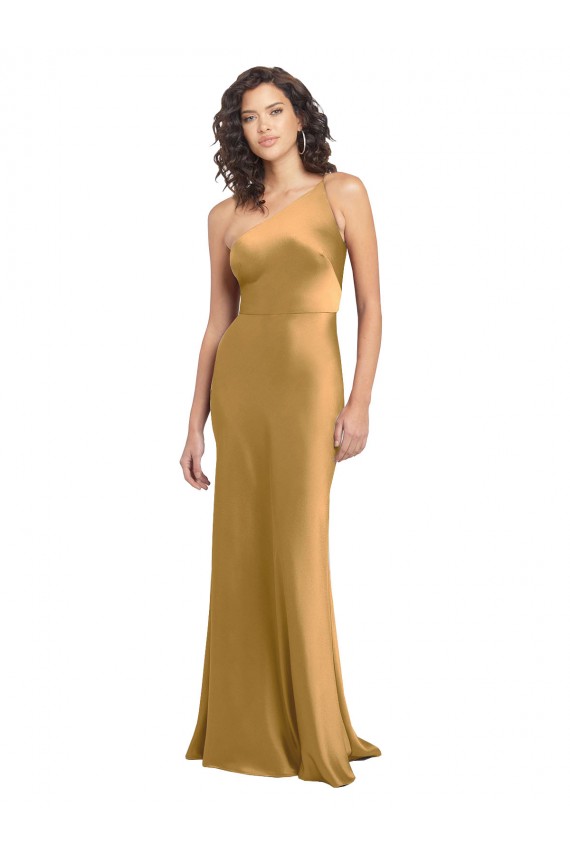 Sleeveless One Shoulder A-Line Stretch Satin Formal Evening Gown / Prom Dress / Bridesmaid Dress Worcester