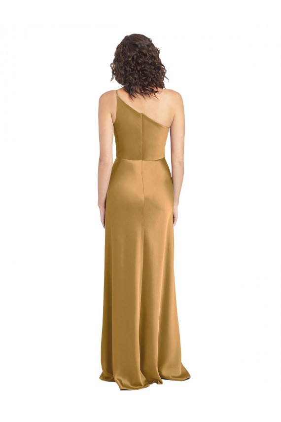Sleeveless One Shoulder A-Line Stretch Satin Formal Evening Gown / Prom Dress / Bridesmaid Dress Worcester