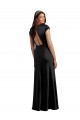 Keyhole Back Cap Sleeves V-Neck A-Line Stretch Satin Formal Evening Gown / Prom Dress / Bridesmaid Dress Worcester