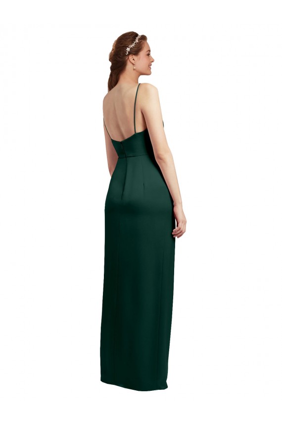 Low Back Sleeveless Spaghetti Straps Column Stretch Satin Formal Evening Gown / Prom Dress / Bridesmaid Dress Worcester