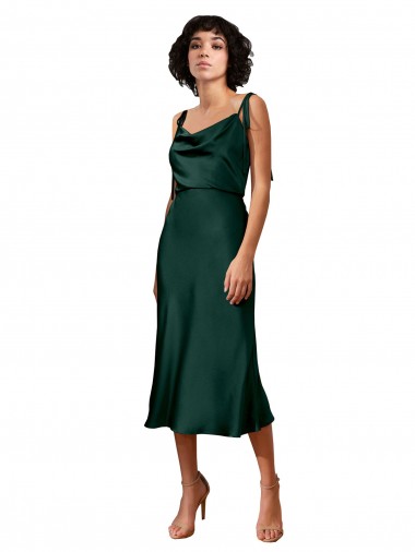 Sleeveless Cowl Neck Sheath Stretch Satin Black Tie Evening Gown / Prom Dress / Bridesmaid Dress Worcester