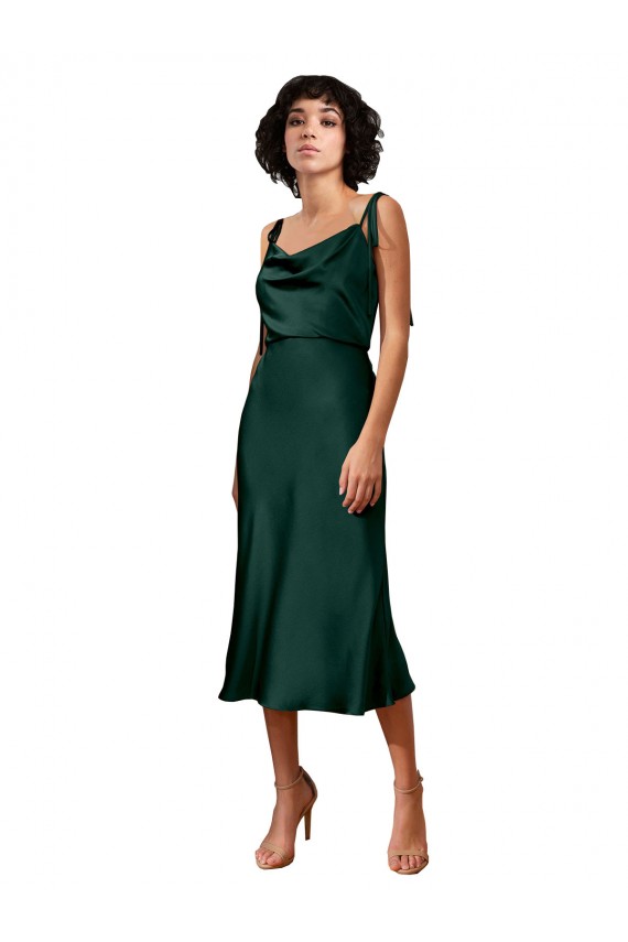 Sleeveless Cowl Neck Sheath Stretch Satin Black Tie Evening Gown / Prom Dress / Bridesmaid Dress Worcester