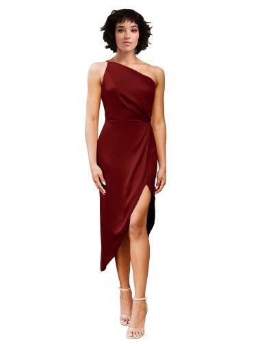Sleeveless One Shoulder Sheath Stretch Satin Black Tie Evening Gown / Prom Dress / Bridesmaid Dress Worcester