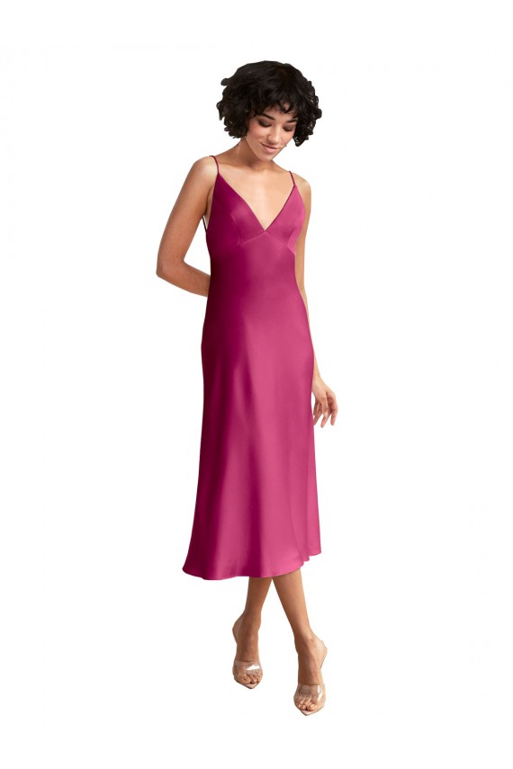 Low Back Sleeveless V-Neck A-Line Stretch Satin Formal Evening Gown / Prom Dress / Bridesmaid Dress Worcester