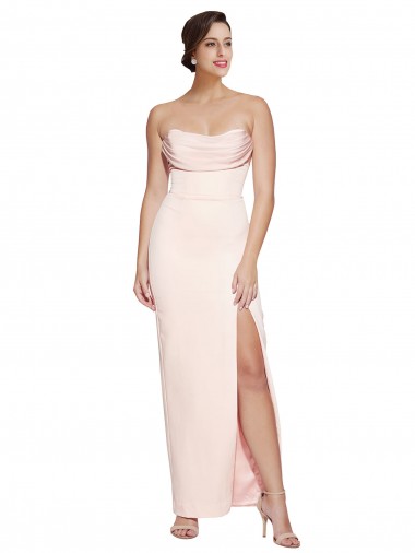 Low Back Sleeveless Cowl Neck Mermaid Stretch Satin Formal Evening Gown / Prom Dress / Bridesmaid Dress Worcester