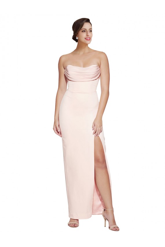 Low Back Sleeveless Cowl Neck Mermaid Stretch Satin Formal Evening Gown / Prom Dress / Bridesmaid Dress Worcester