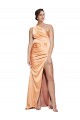 Criss Cross Open Back Sleeveless One Shoulder Sheath Stretch Satin Formal Evening Gown / Prom Dress / Bridesmaid Dress Worcester