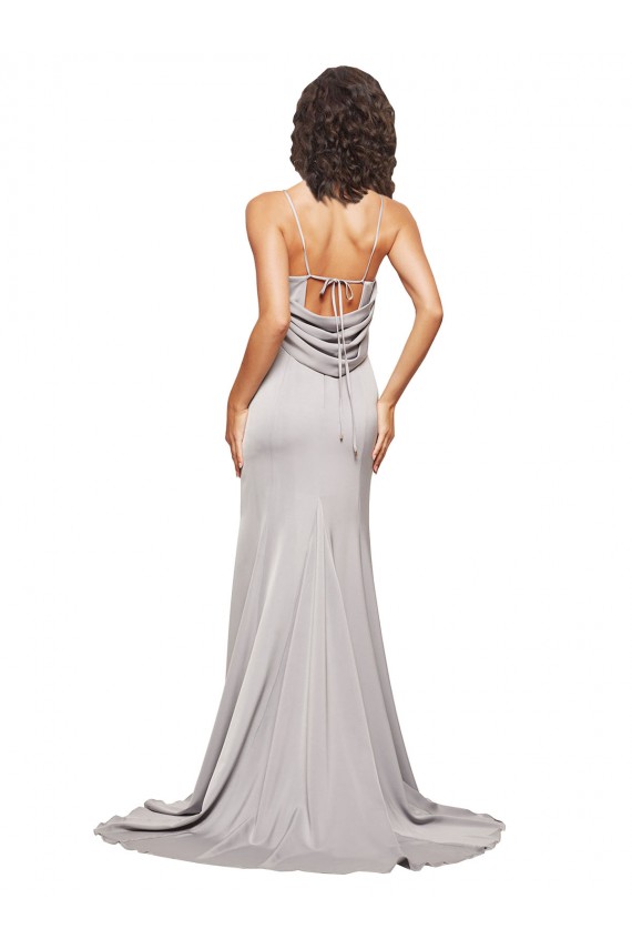 Low Back Sleeveless High Neck A-Line Stretch Satin Formal Evening Gown / Prom Dress / Bridesmaid Dress Worcester