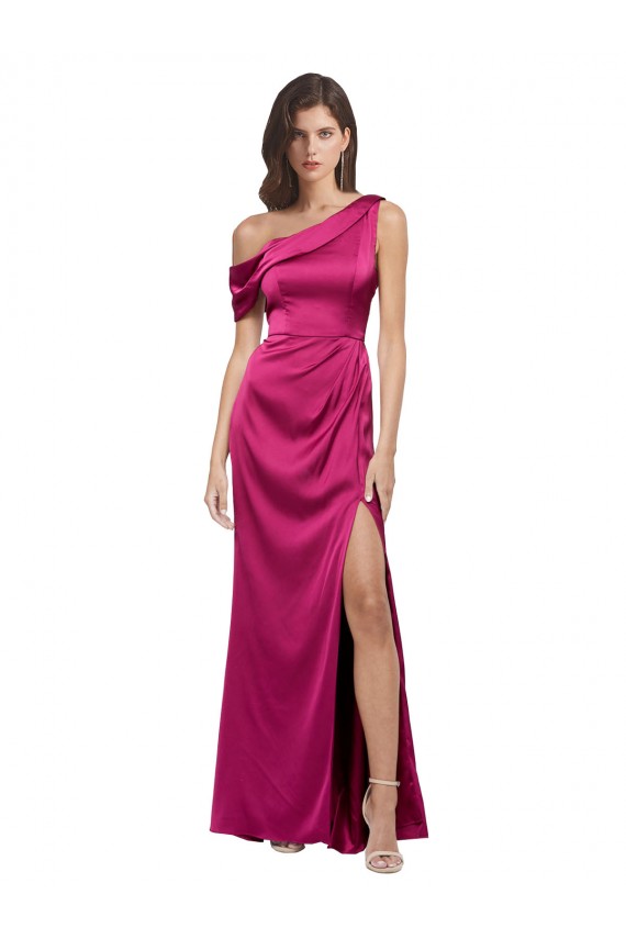 Sleeveless One Shoulder A-Line Stretch Satin Bridesmaid Dress / Evening Dress Worcester