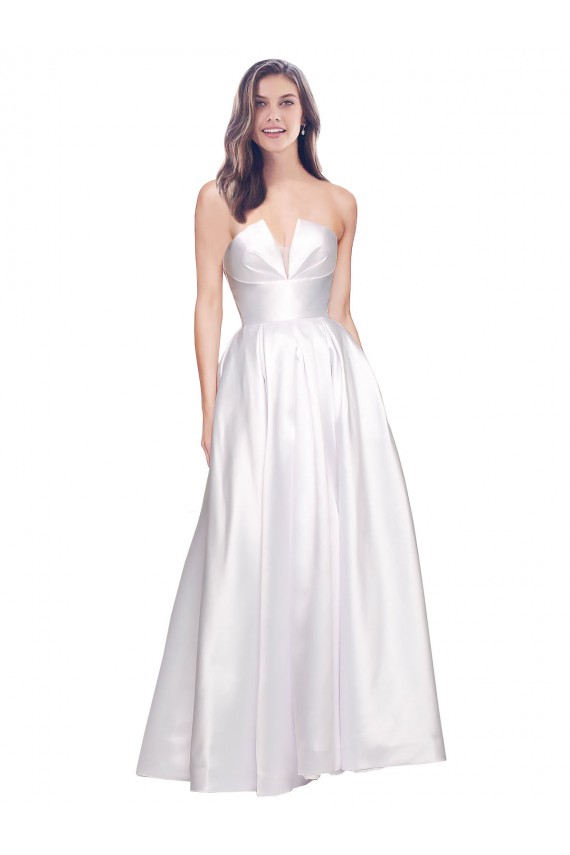 Low Back Sleeveless Strapless A-Line Stretch Satin Formal Evening Gown / Prom Dress / Bridesmaid Dress Worcester