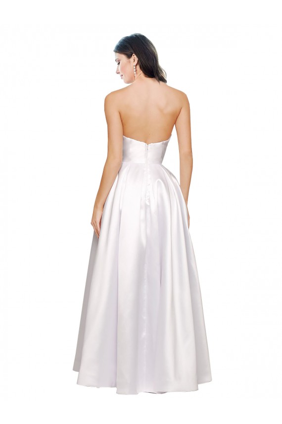 Low Back Sleeveless Strapless A-Line Stretch Satin Formal Evening Gown / Prom Dress / Bridesmaid Dress Worcester
