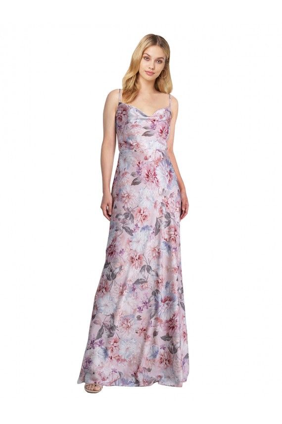 Sleeveless Cowl Neck A-Line Stretch Satin & Floral Formal Evening Gown / Bridesmaid Dress Worcester