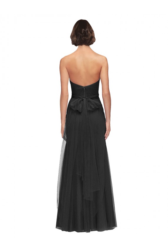 Black Sleeveless Sweetheart A-Line Tulle Bridesmaid Gown Worcester