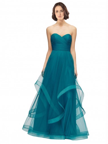 Turquoise Sleeveless Sweetheart A-Line Tulle Bridesmaid Dress Worcester