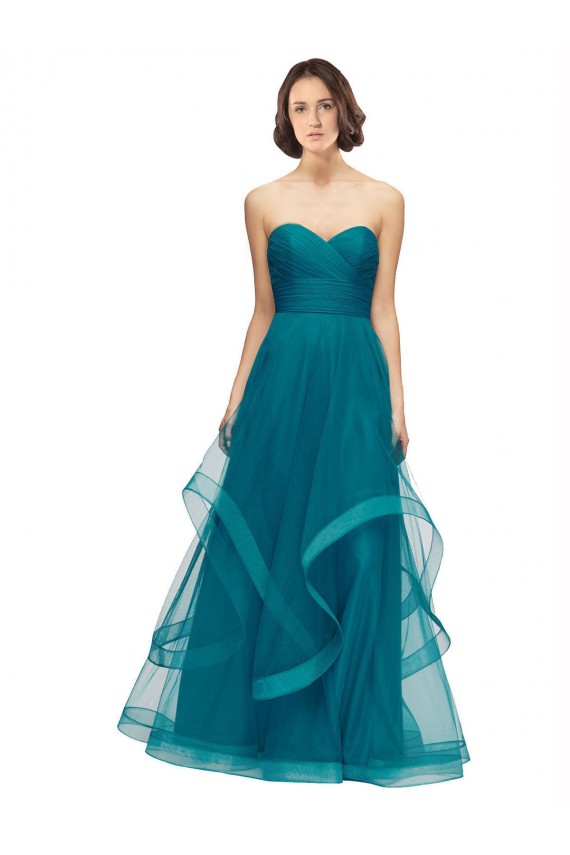 Turquoise Sleeveless Sweetheart A-Line Tulle Bridesmaid Dress Worcester