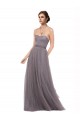 V-Back Pewter Sleeveless Spaghetti Straps A-Line Tulle Bridesmaid Dress Worcester