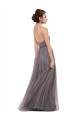 V-Back Pewter Sleeveless Spaghetti Straps A-Line Tulle Bridesmaid Dress Worcester