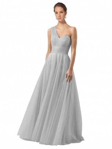 Sleeveless One Shoulder A-Line Tulle Bridesmaid Gown Worcester