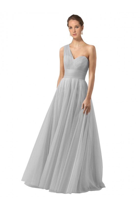 Sleeveless One Shoulder A-Line Tulle Bridesmaid Gown Worcester