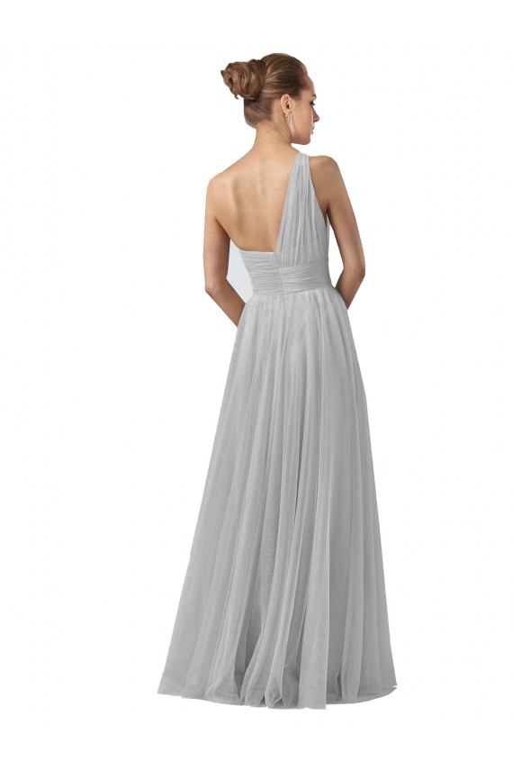 Sleeveless One Shoulder A-Line Tulle Bridesmaid Gown Worcester