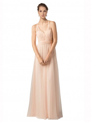Nude Sleeveless Sweetheart A-Line Tulle Bridesmaid Dress / Evening Dress Worcester