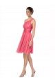 Watermelon Sleeveless One Shoulder A-Line Tulle Bridesmaid Dress Worcester