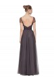 Pewter Cap Sleeves Sweetheart A-Line Tulle Bridesmaid Dress Worcester