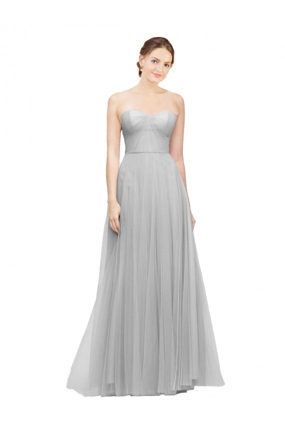 Silver Sleeveless Sweetheart A-Line Tulle Bridesmaid Dress Worcester