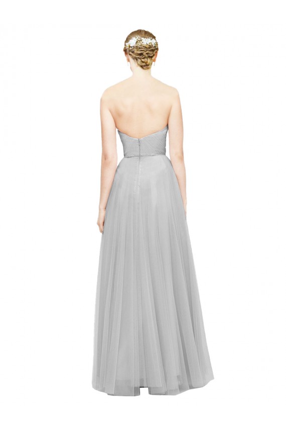 Silver Sleeveless Sweetheart A-Line Tulle Bridesmaid Dress Worcester