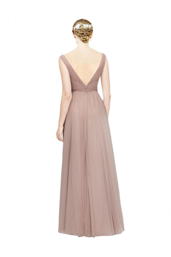 Blush Sleeveless V-Neck A-Line Tulle Bridesmaid Dress Worcester