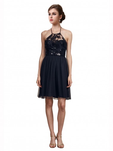 Sleeveless Halter Neck A-Line Tulle Bridesmaid Gown Worcester