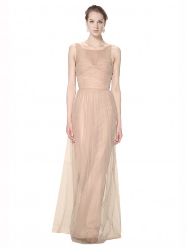 Sleeveless Illusion Neck Sheath Tulle Bridesmaid Dress Worcester